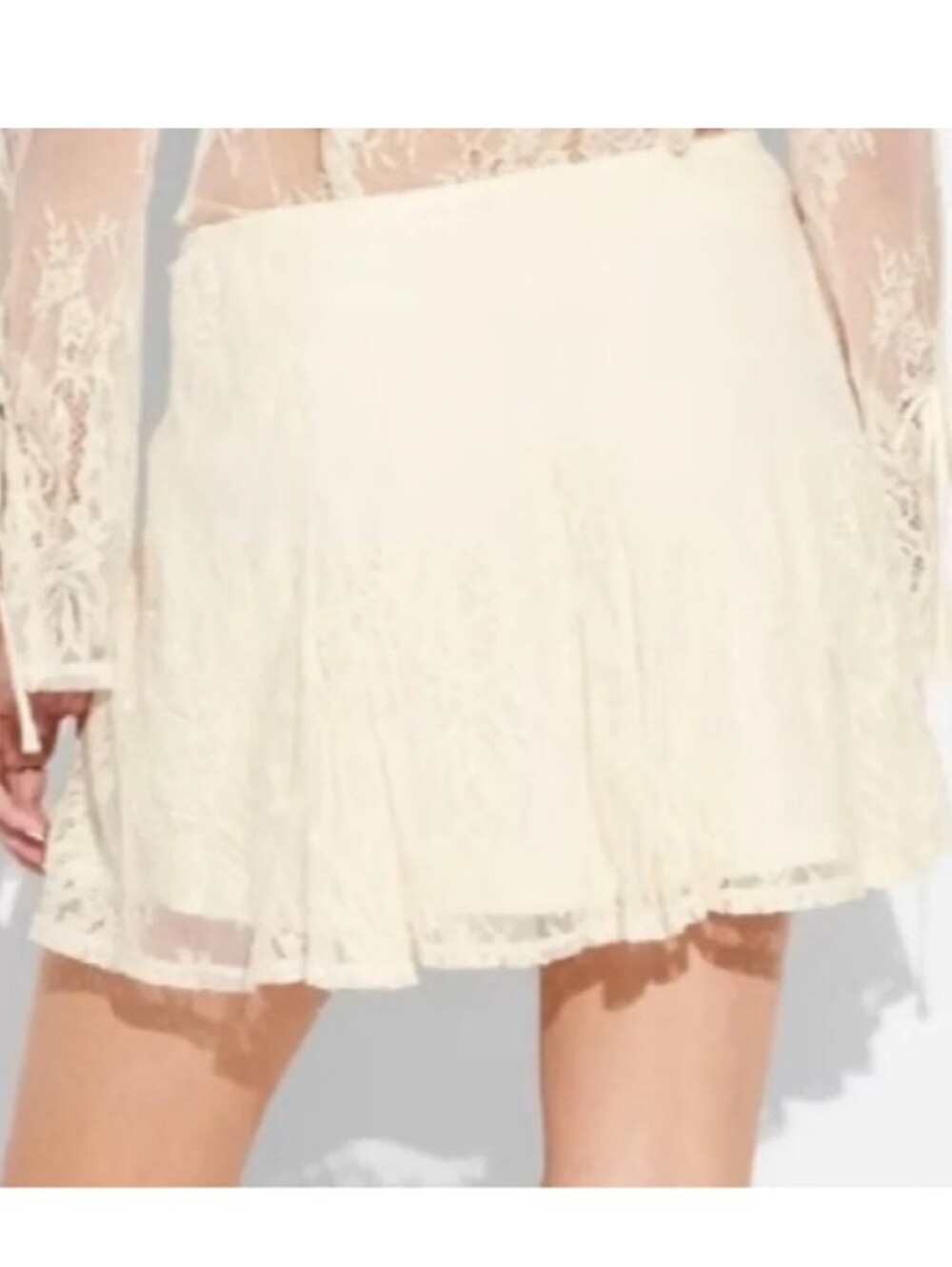 Wild Fable Cream White Lined Floral Lace Mini Skirt sz Medium M Punk Goth New - Picture 4 of 17